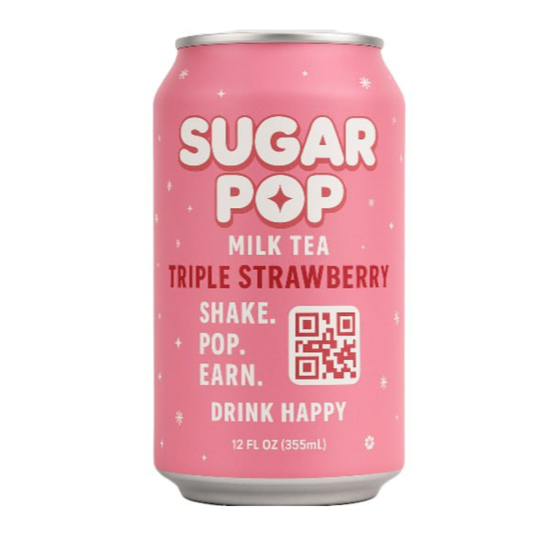 Sugar Pop Bubble Tea Triple Strawberry 12 oz ready-to-drink canned bubble tea